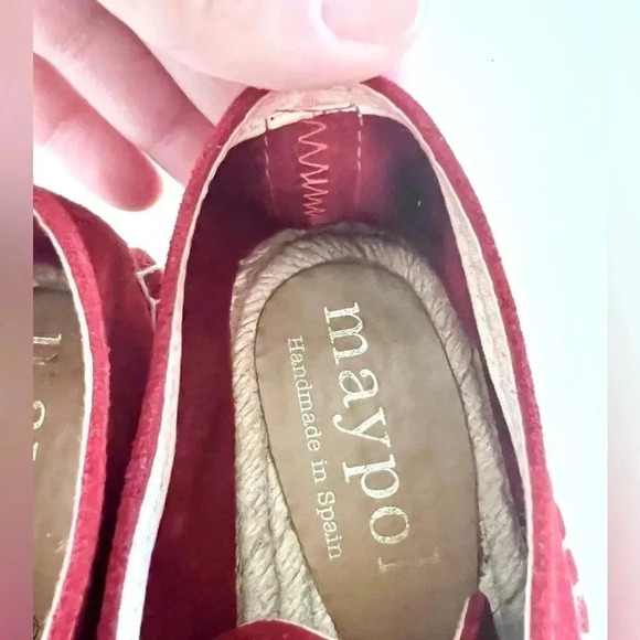 Maypol Handmade in Spain Crimson Red Soft Suede Lace Up Espadrille Size 36 - Picture 11 of 15